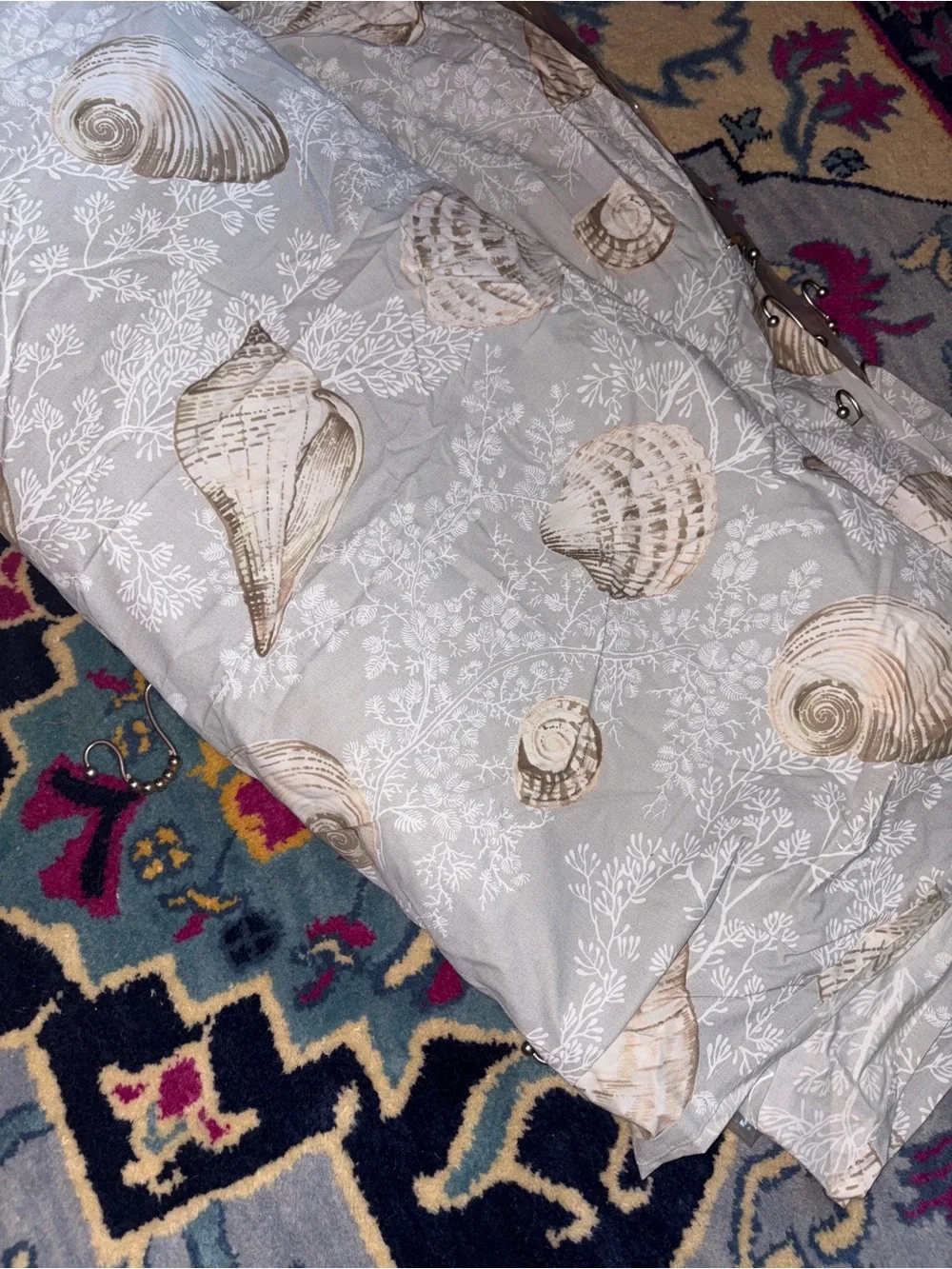 Pottery Barn Seashell Shell shower curtain beach coastal nautical decor bath